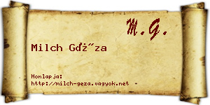 Milch Géza névjegykártya